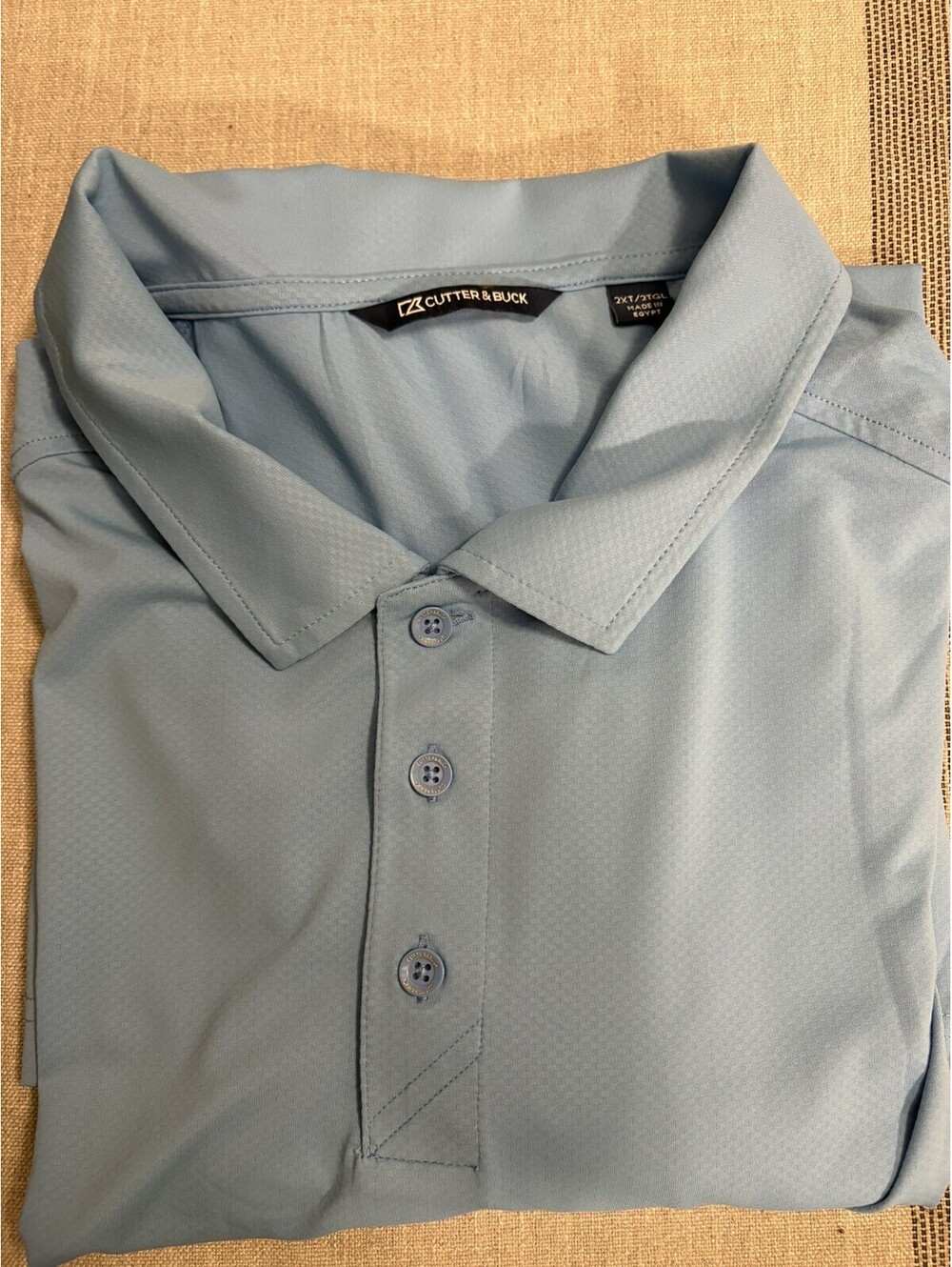 Cutter and Buck Men's Prospect Textured Stretch Atlas Blue Polo Shirt 2XT